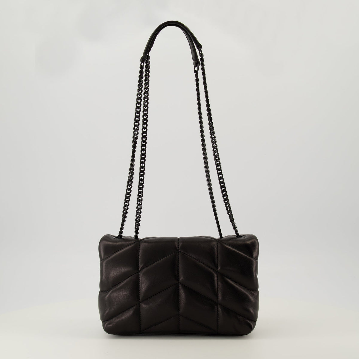 Black Leather Puffer Toy Bag