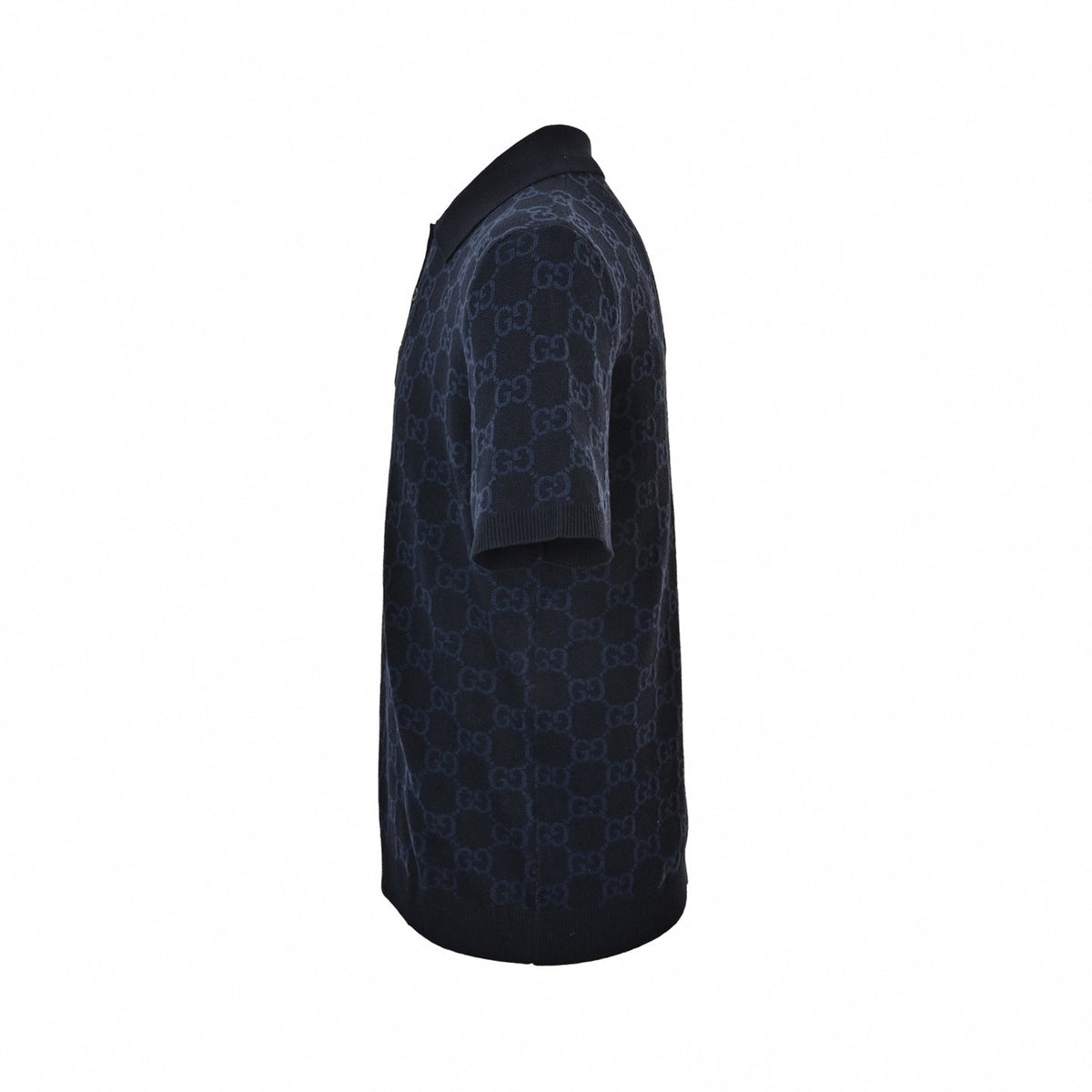GG Monogram Knit Polo Shirt | Navy
