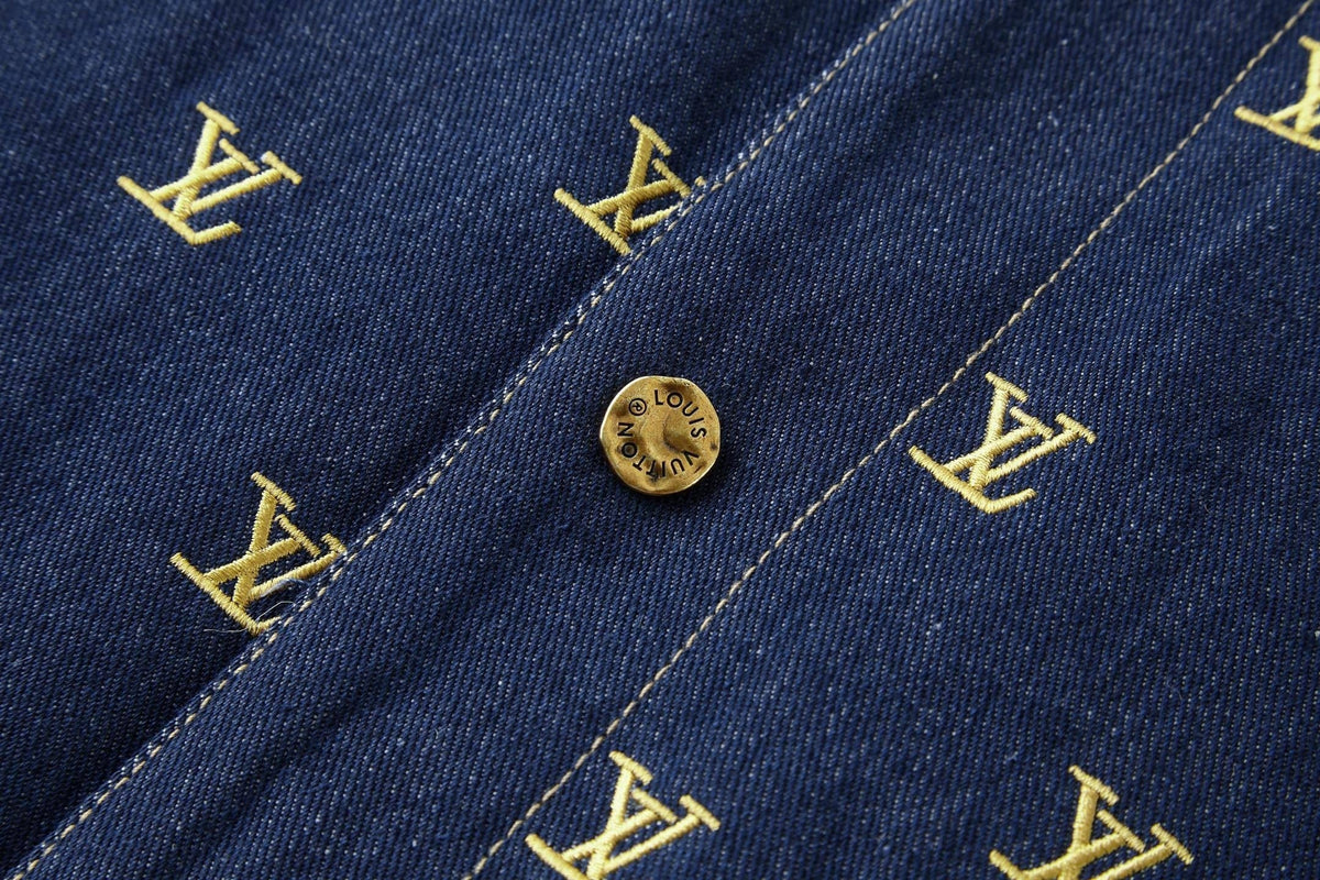 Gold Monogram Denim Jacket | Indigo