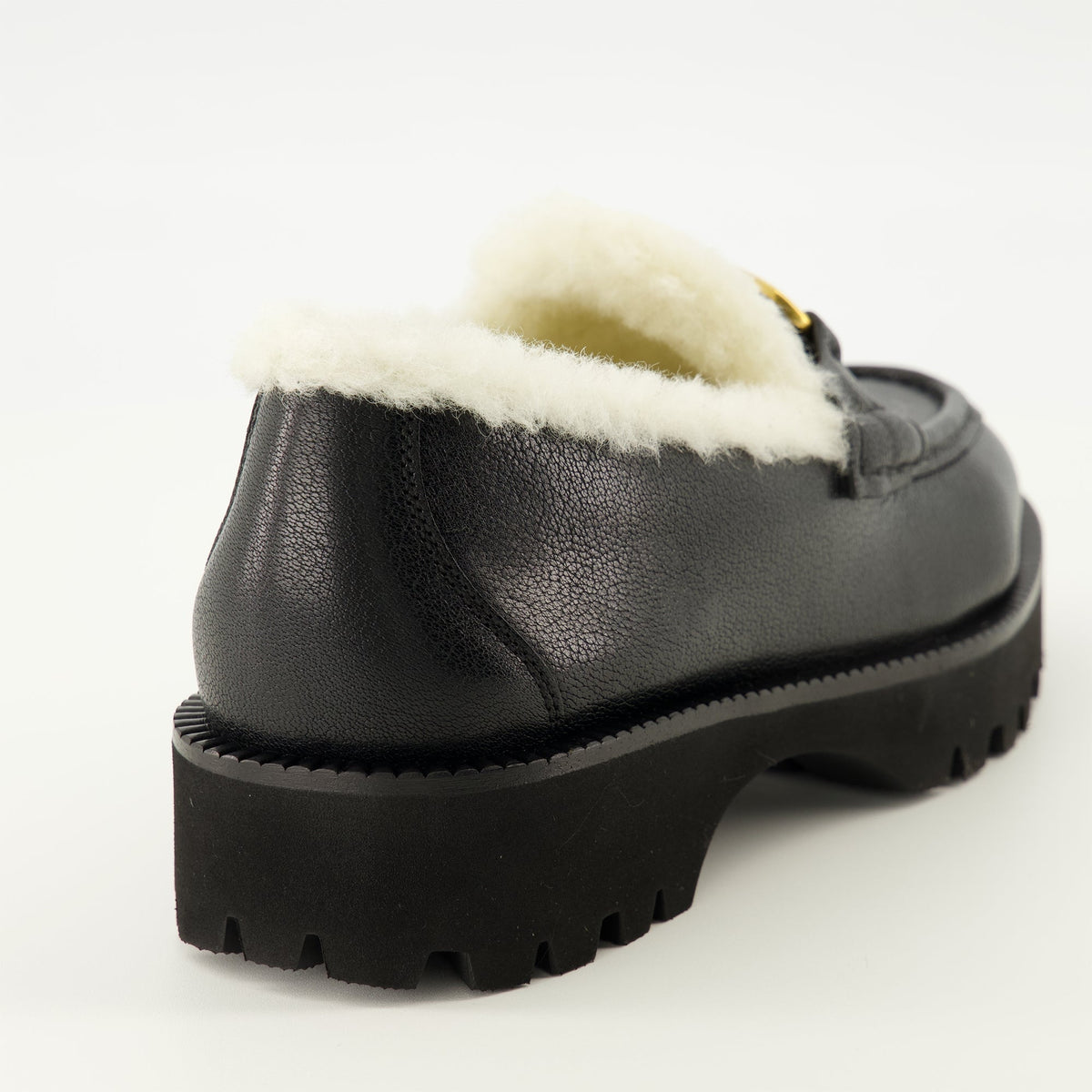 Leather and Wool VLogo Loafers