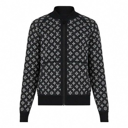 Monogram Jacquard Zip-Up Jacket | Black