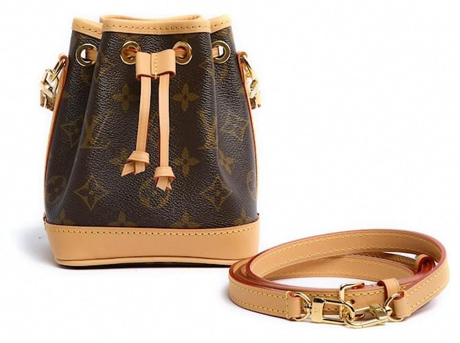 Nano Noé Monogram Canvas Bucket Bag | Brown