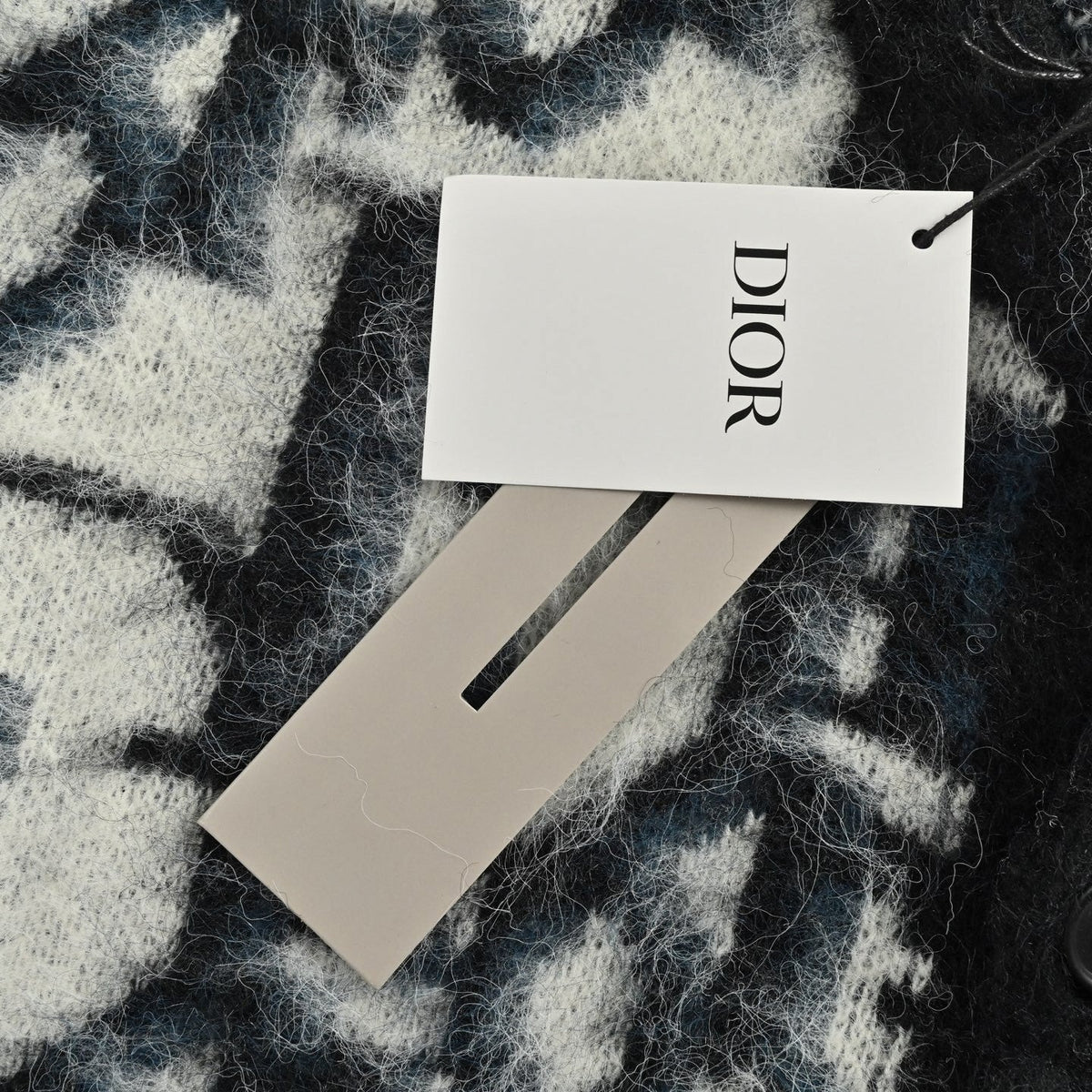 Oblique Brushed Wool Jacquard Cardigan | Black & White
