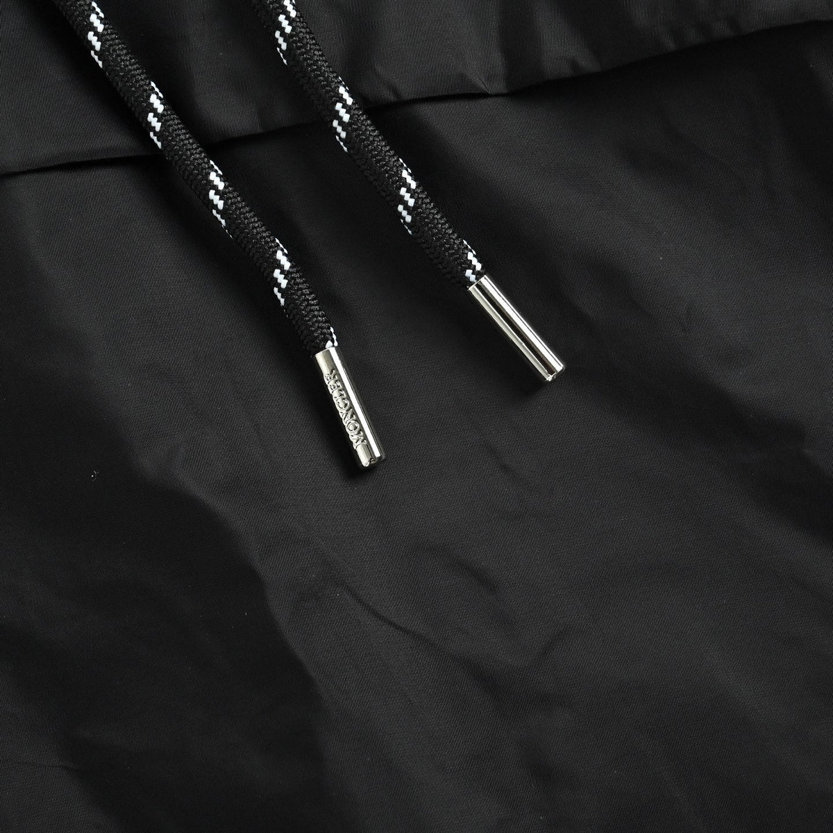 Striped-Trim Hooded Windbreaker - Black