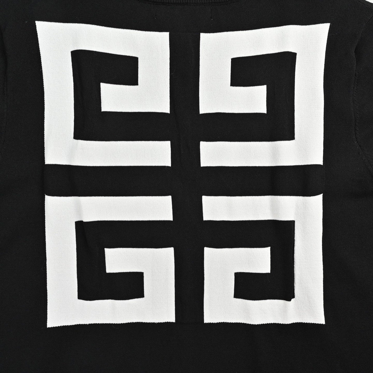 Intarsia Logo Knit T-Shirt - Black