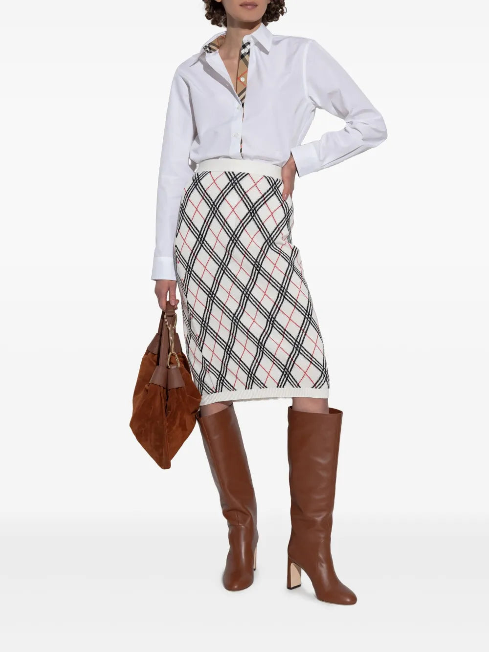 Midi Check Skirt