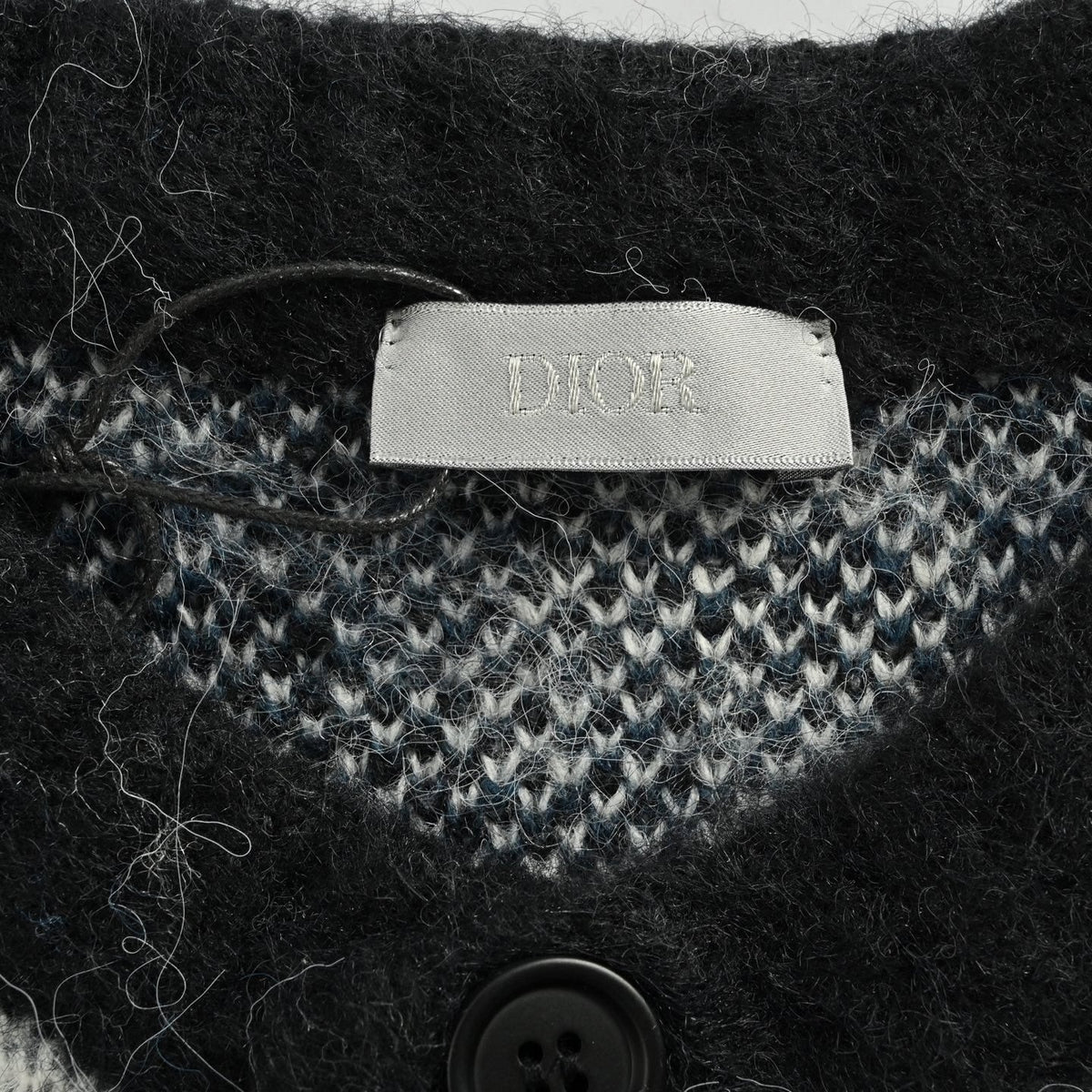 Oblique Brushed Wool Jacquard Cardigan | Black & White