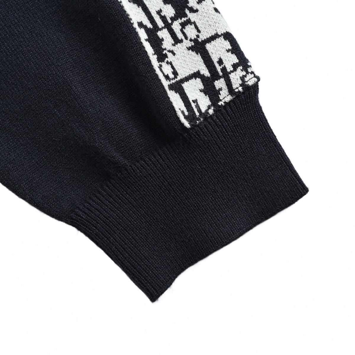 Oblique Sleeve Stripe Cotton Knit Crewneck
