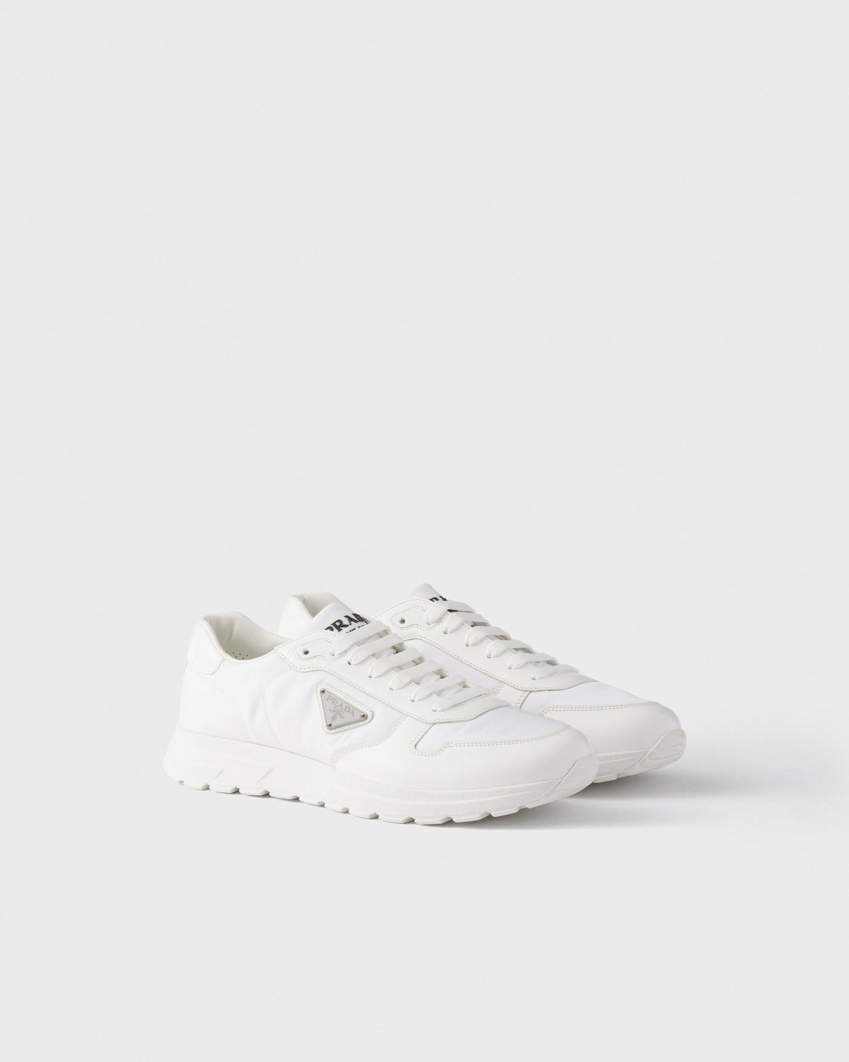 Re-Nylon and Leather Sneakers White