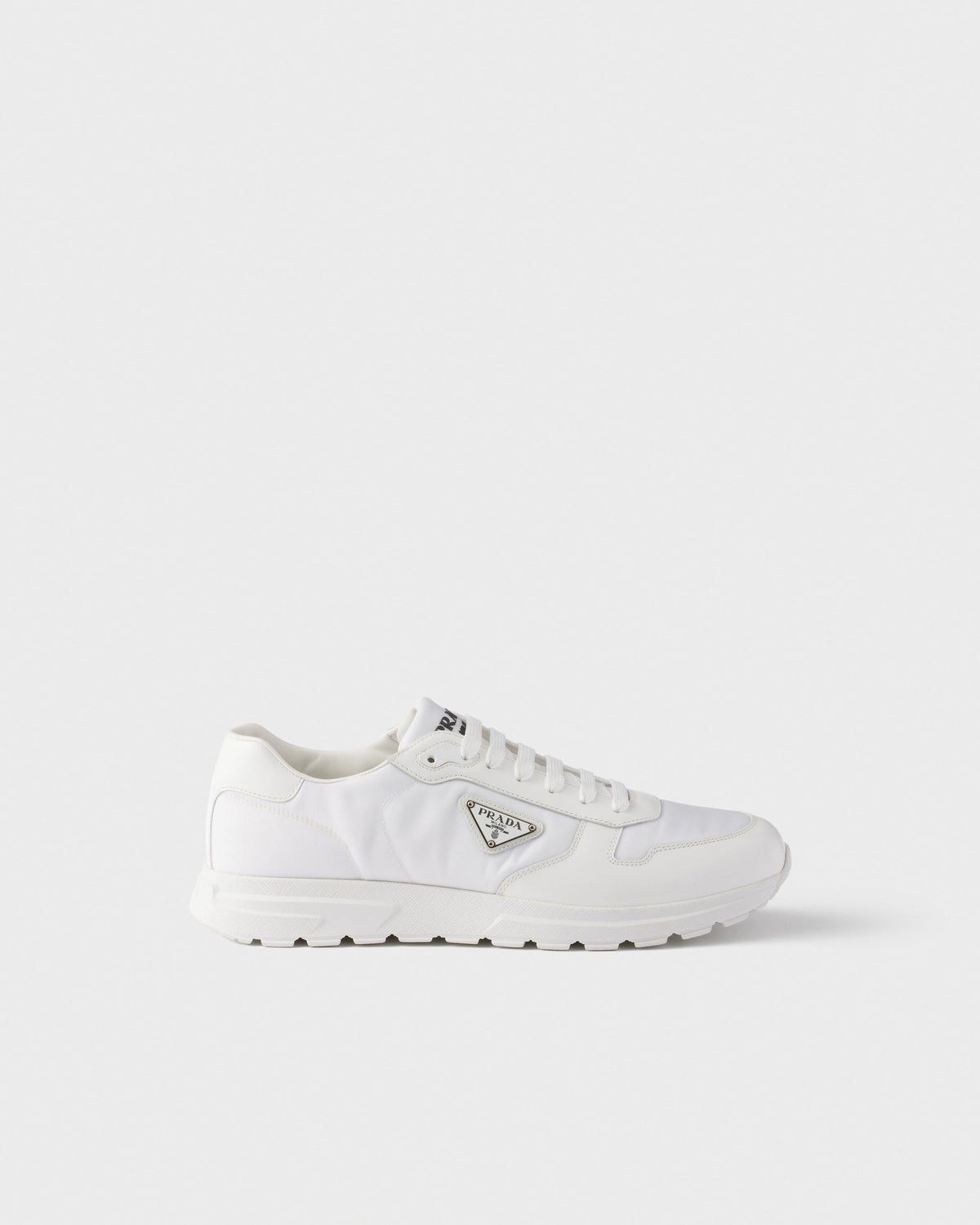 Re-Nylon and Leather Sneakers White