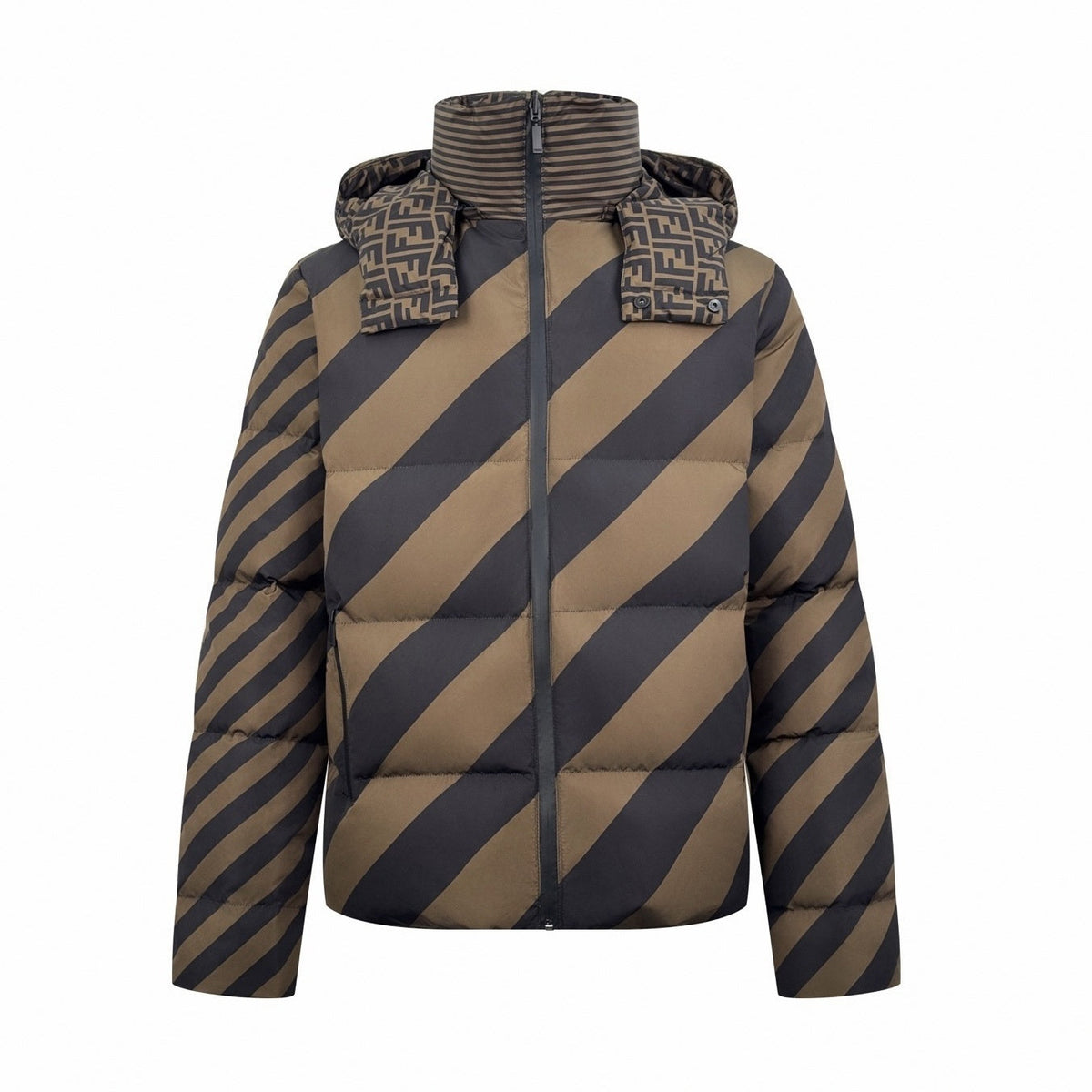 Reversible FF Monogram & Diagonal Stripe Puffer Jacket