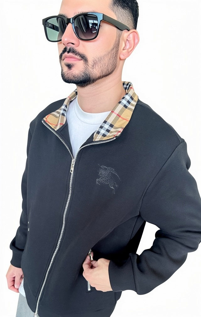 Vintage Check Collar Track Jacket